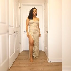 Gold Lace Formal Dress